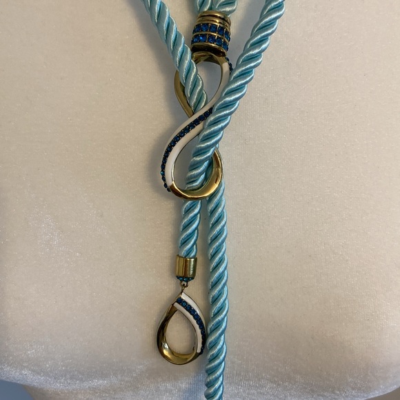 Heidi Daus “Summer Breeze” Lariat Style 30” Turquoise Cord Necklace. - Picture 9 of 9